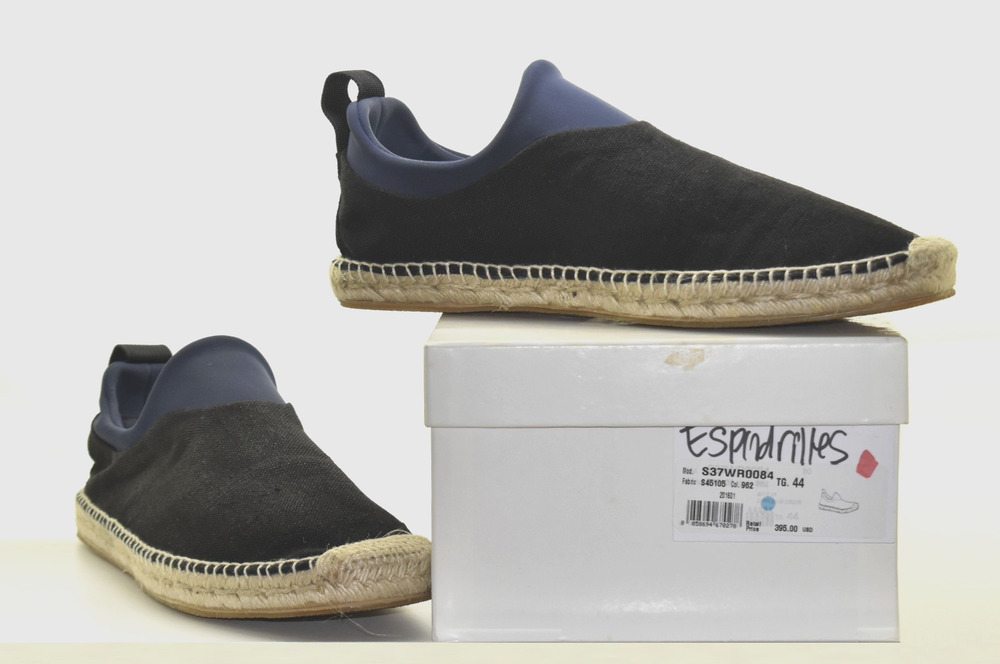 D0 Auth MAISON MARGIELA Black Canvas & Neoprene Espadrille Loafer Shoes Size 44